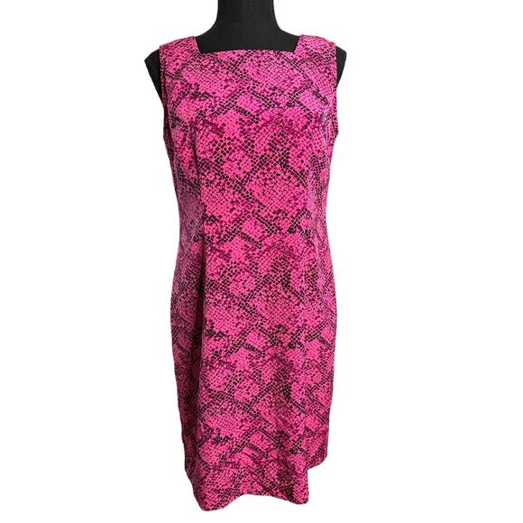 Sag Harbour Petite Sheath Dress Snakeskin Print Pink Black 8P Barbiecore Mobwife - Picture 1 of 3